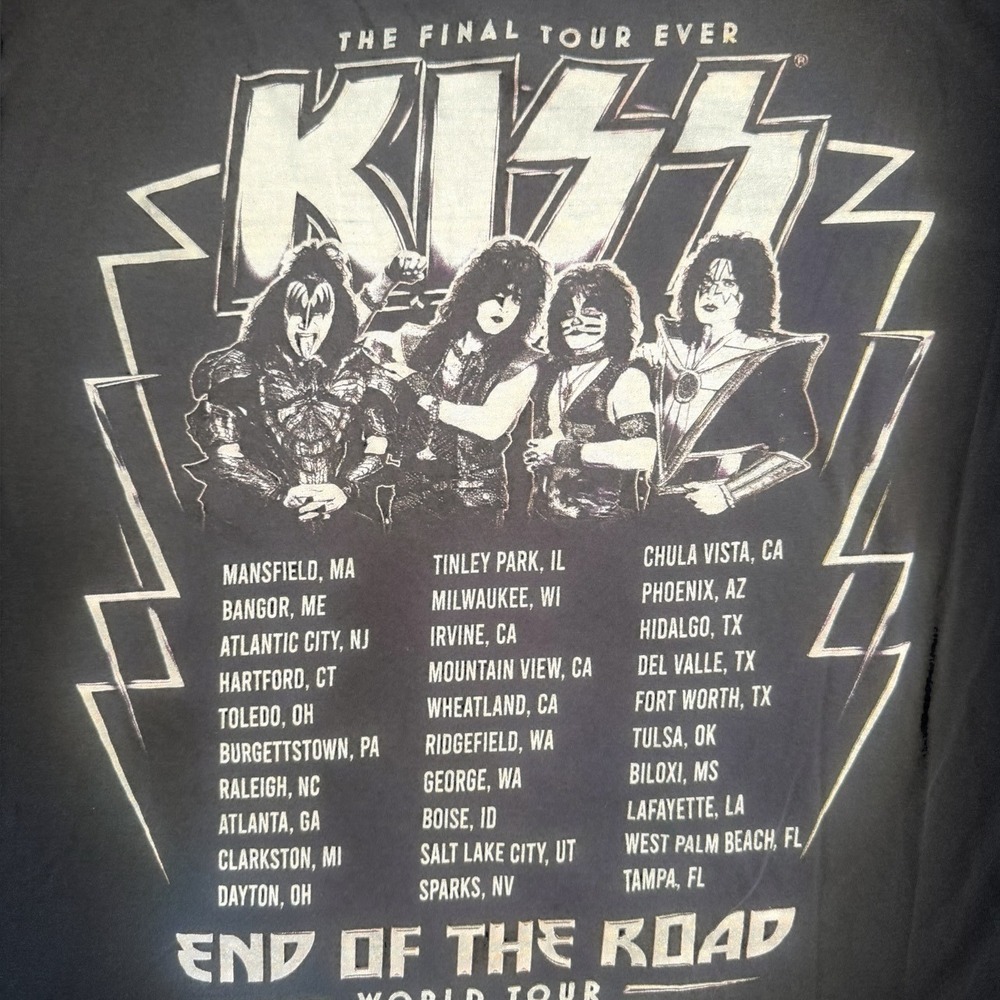 KISS The Final Tour Ever Band Tee Size 2XL Distressed End Of The Road - Picture 4 of 11